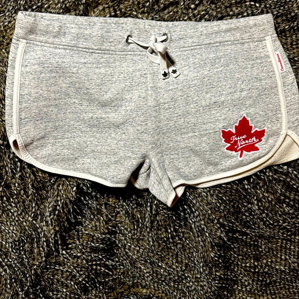 Gray and Red Athletic Shorts with Drawstring Waist